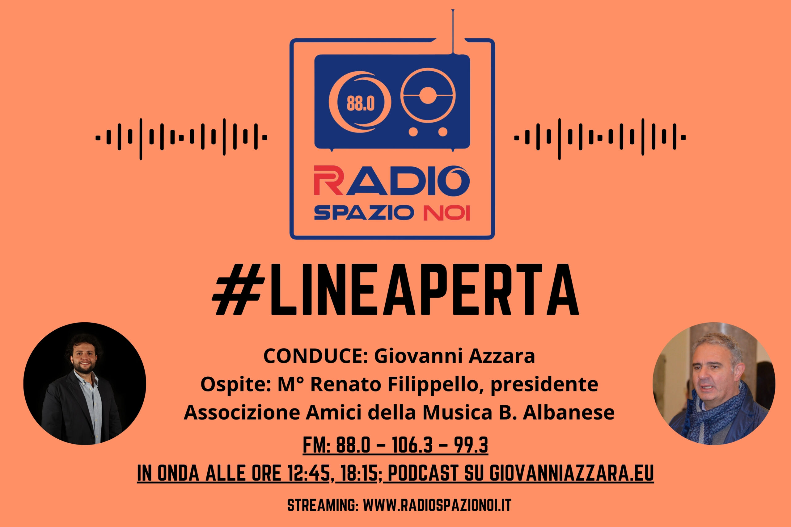 #radiospazionoi: Linea Aperta del 23 gennaio 2025, intervista al M° Renato Filippello, presidente Ass. Amici della Musica “Benedetto Albanese” di Caccamo